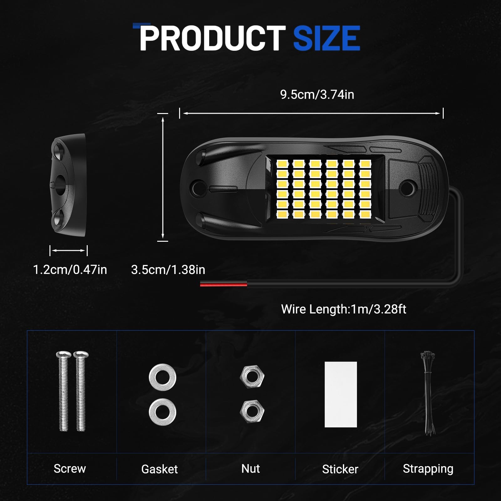 16 Pods 6500k White Rock Lights, IP68 Waterproof 36 LEDs SMD Chips Underglow …