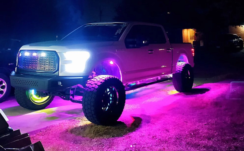 Rainbow Color CHASING Moving LEDs 2PCS 4FT + 2PCS 6.5FT Underglow Lights Strips