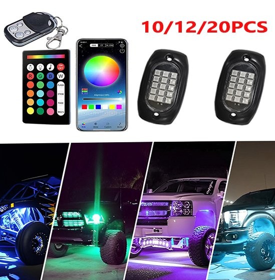 Waterproof 10/ 12/ 20 Pods 12V Motor LED Rock Underbody Light For Car Motorcycle