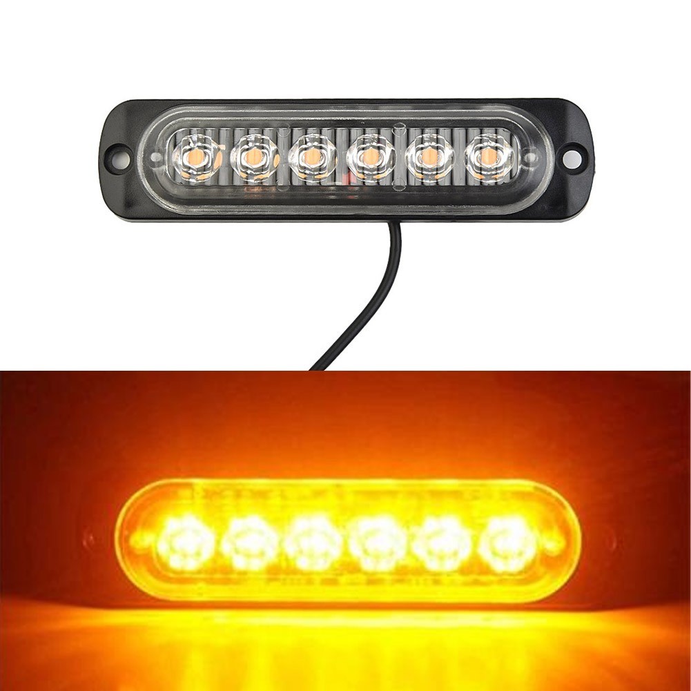 1PC DC 12-24V 18W Yellow 6 LED Bar Car Truck Van Strobe Flash-Light Lamp