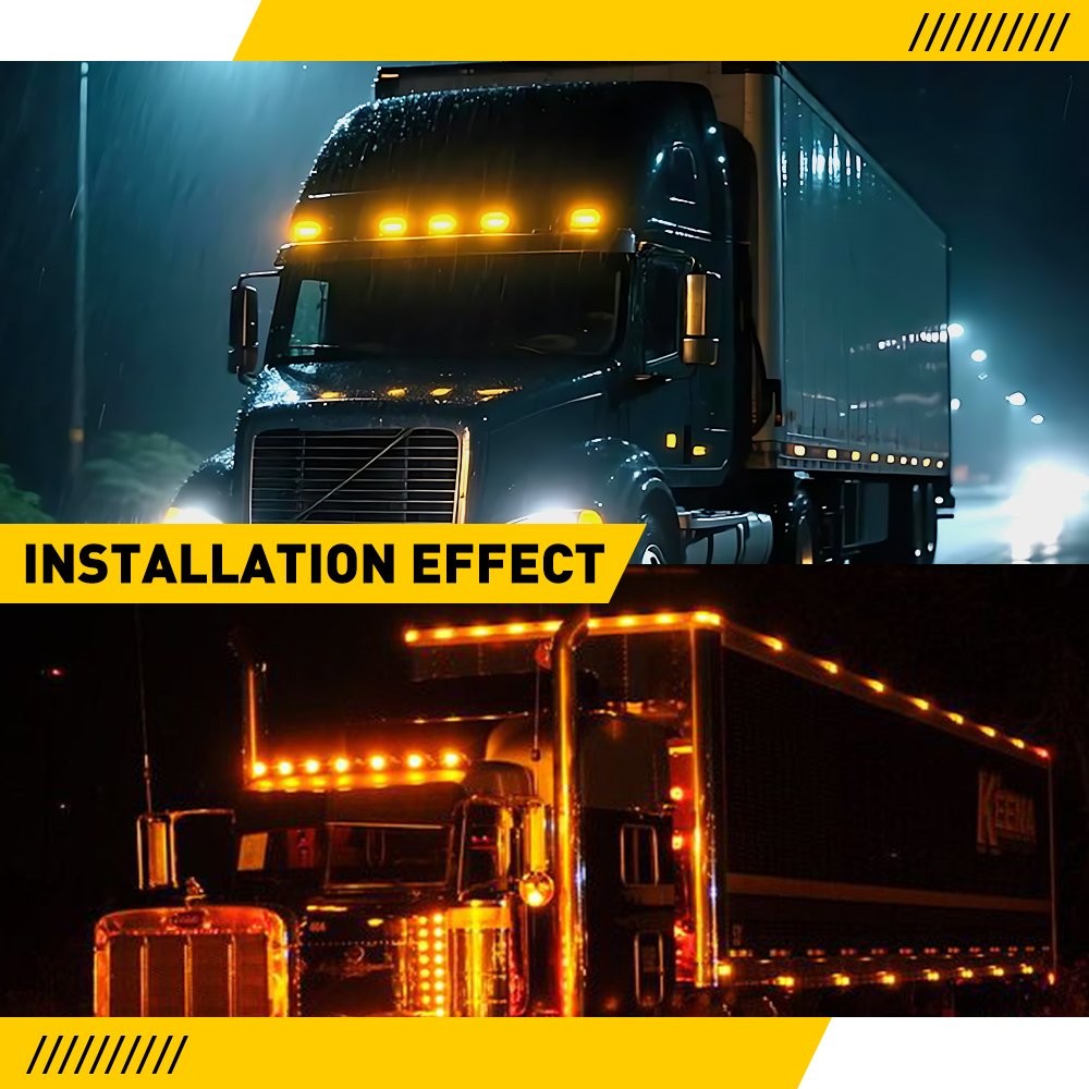 7-70x LED Cab Roof&Side Marker Amber Light Fit Freightliner Volvo Truck Trailer