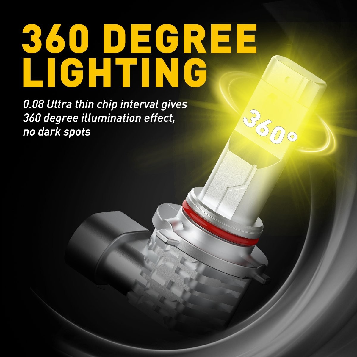 2 Pack AUXITO H10 9140 9145 LED Foglight Bulbs 3000K Amber 1:1 Size Super Bright