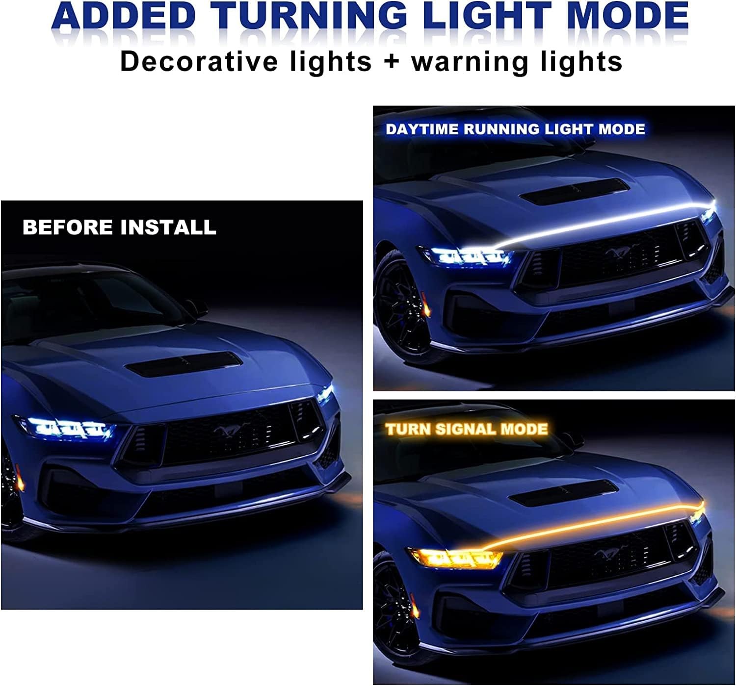 For 2M Flexible White Yellow Dual Tone Running Light