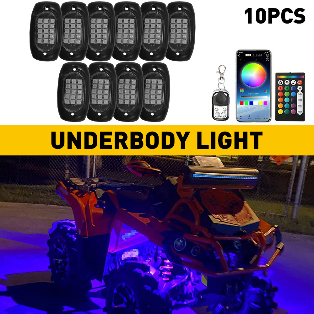 10in1 RGB LED Pods Rock Lights Trim Underbody Neon Light For Ford F150 F250 F350