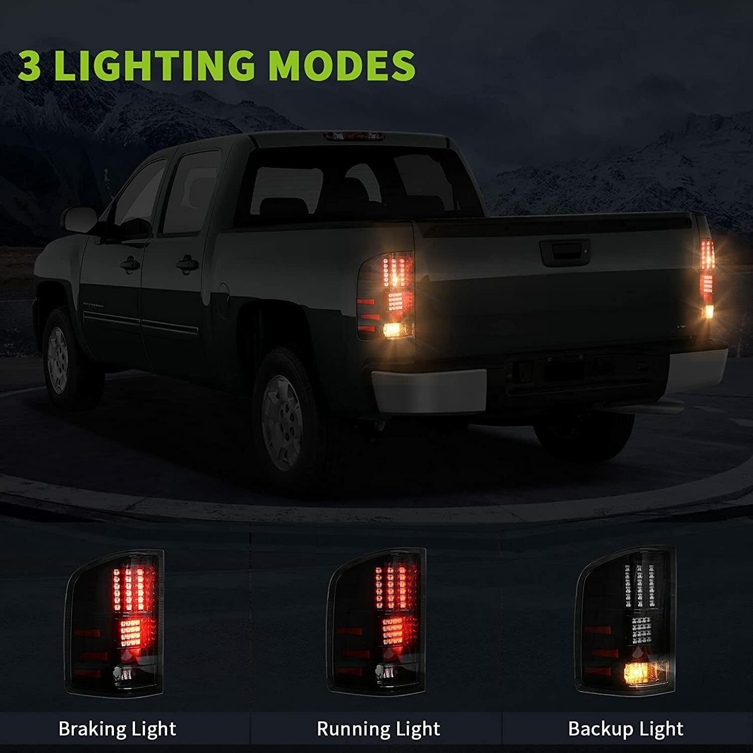 For 2007-2014 Chevy Silverado 1500 2500 LED Tail Lights Black Smoke Rear Lamps