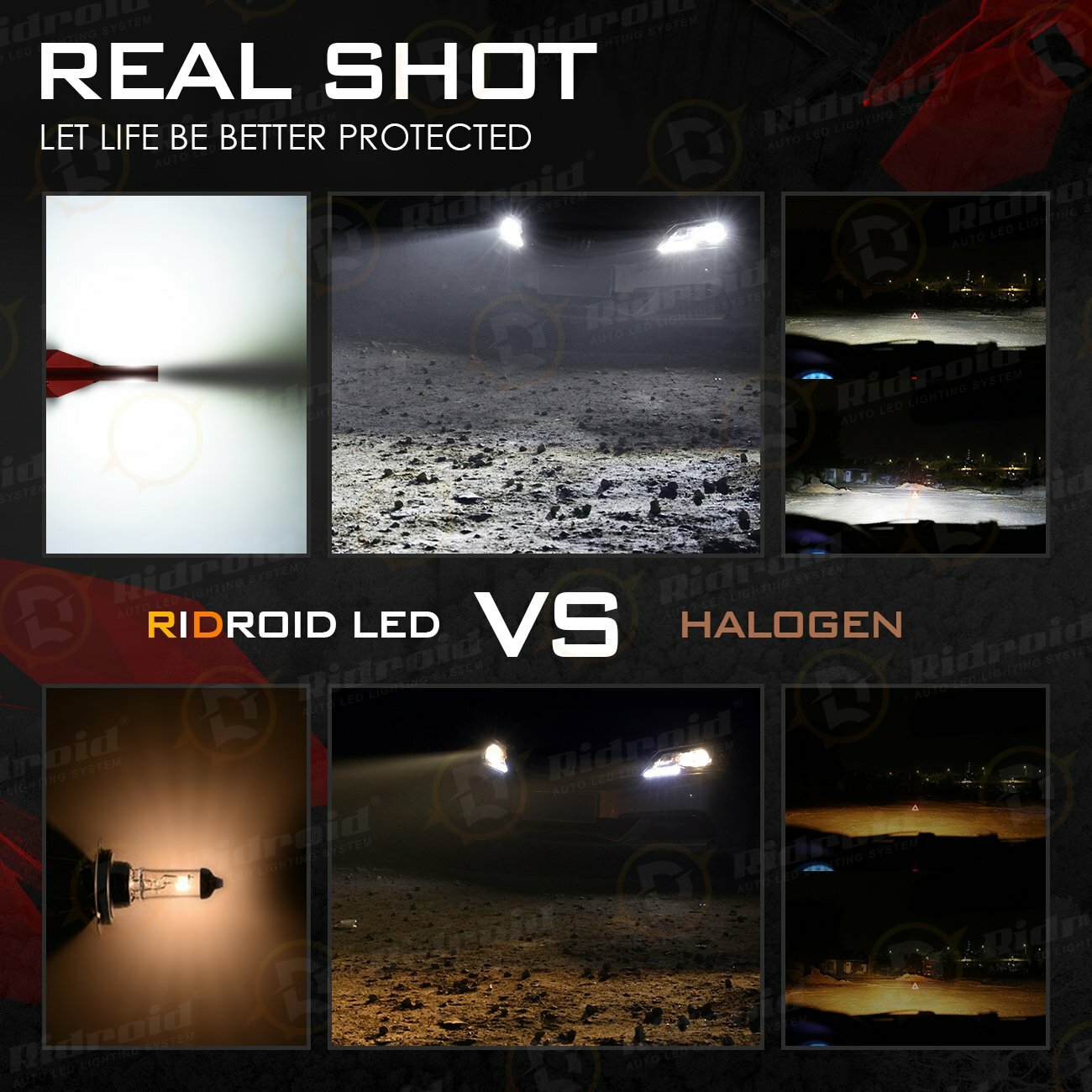 Ridroid 9012 LED Headlight Bulbs Hi Low Beam Super Bright 6000K 160W 16000LM