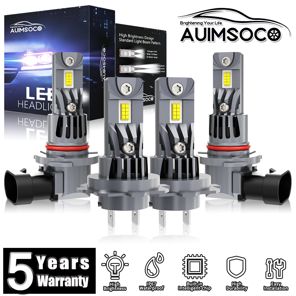 For Hyundai Tucson 2019-2021 4x LED Headlight Bulbs High Low Beam Bright 72000LM