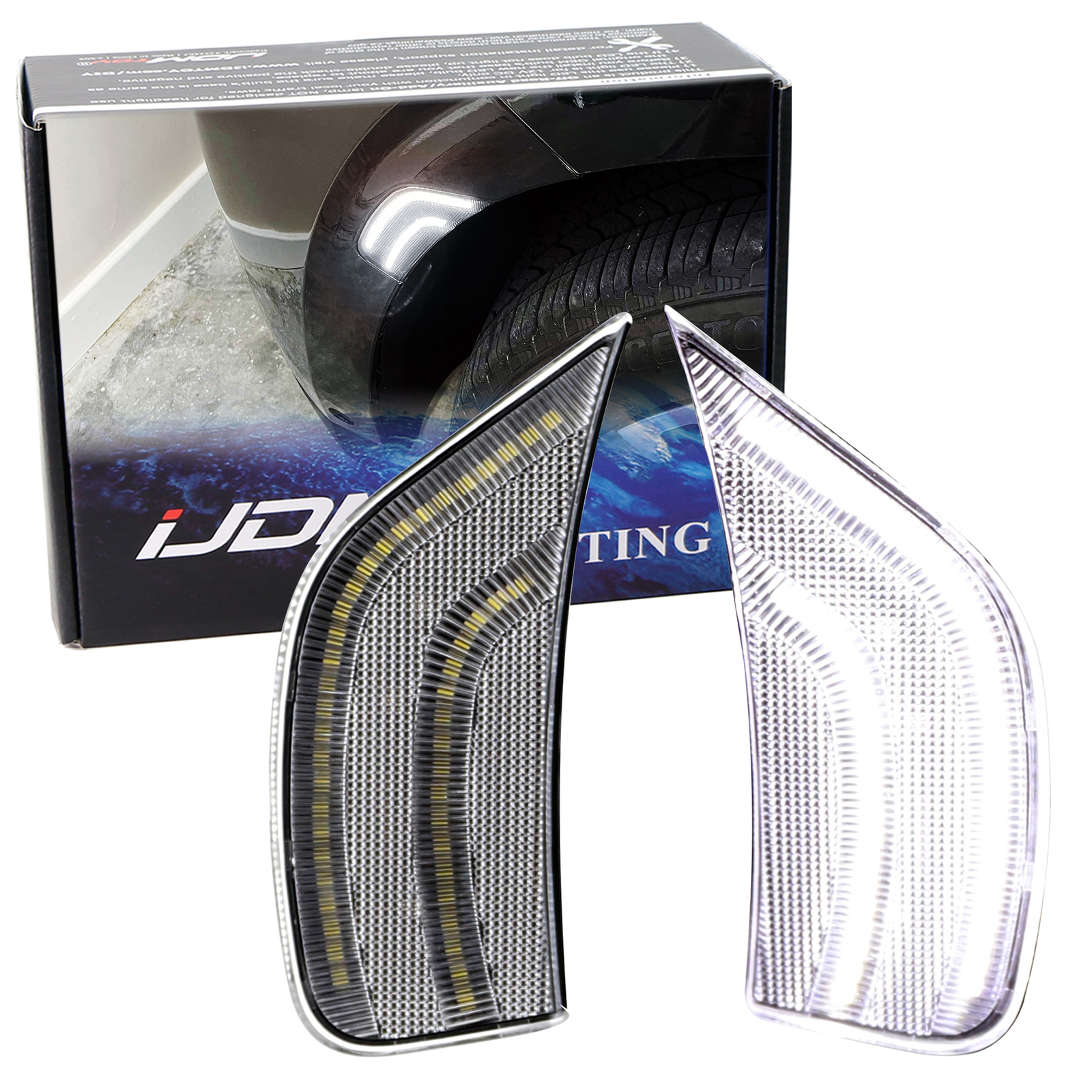 Clear Lens White Double-Stripe LED Side Markers For21-23 Suburban/Yukon/Escalade