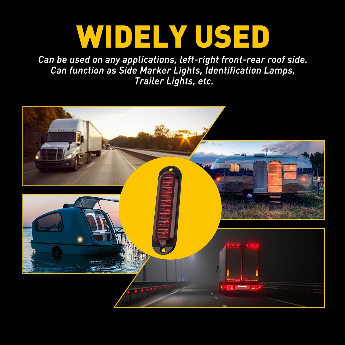 4PC 6LED Red Side Marker Lights For RV Truck Clearance Trailer Light Waterproof