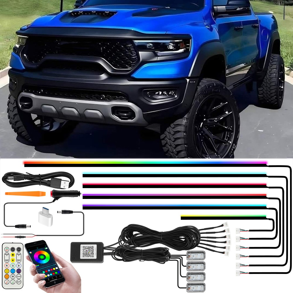 Car Atmosphere Interior LED Acrylic Strip Ambient Light RGB For Ram 1500 Pickup