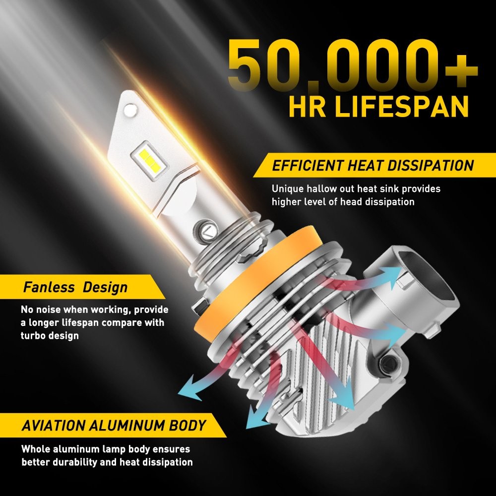4-40PC 9005 H11 LED Headlight Combo High Low Beam Bulbs Super White Bright 6000K