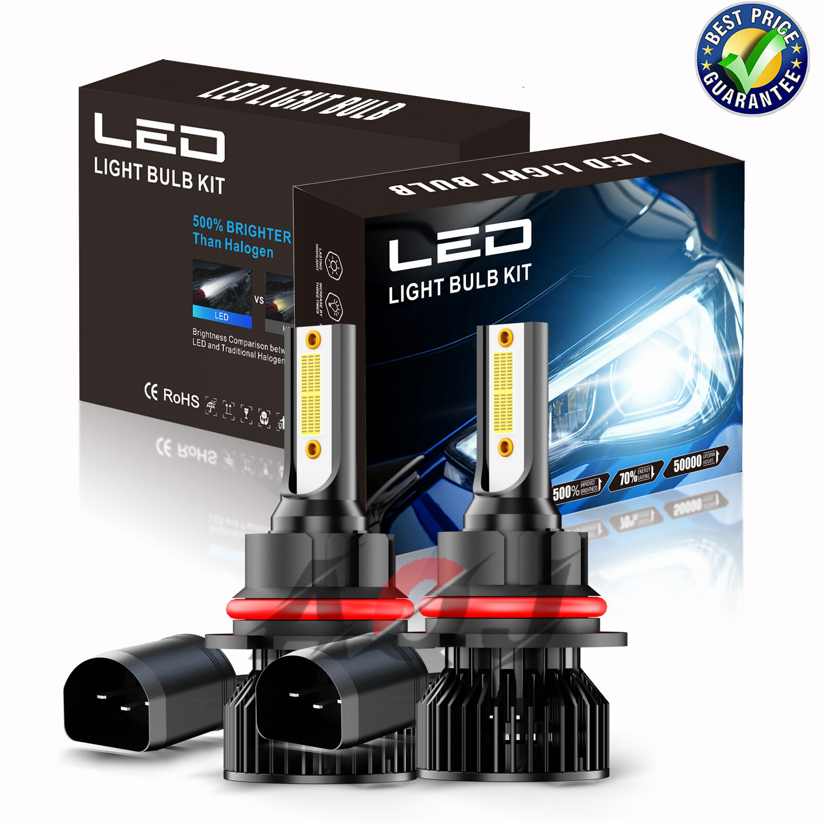 HB5 9007 LED Headlights 500000LM LED Lights Bulbs Kit High Low Beam Super Bright
