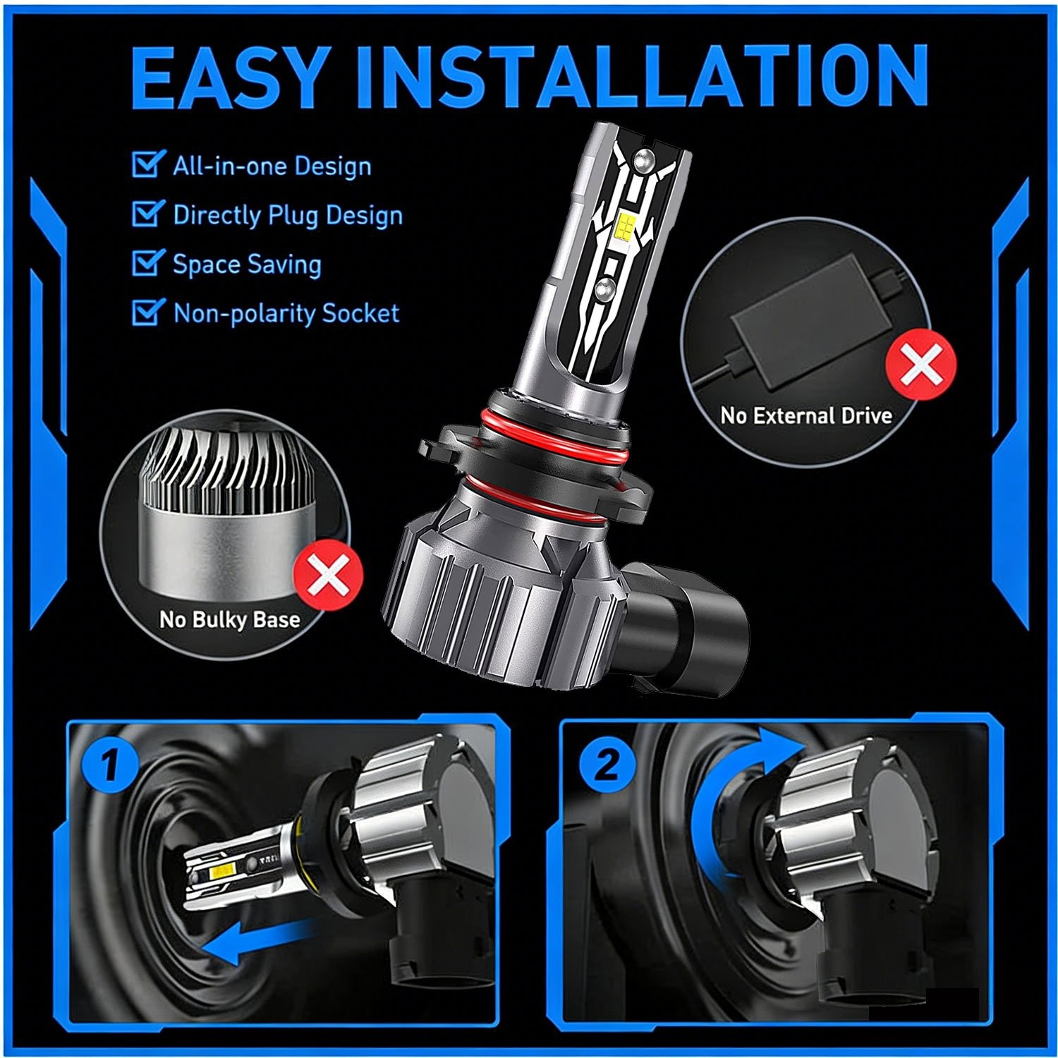 Combo 9005+H11 LED Headlight Super Bright Bulbs Kit White 720000LM High/Low Beam