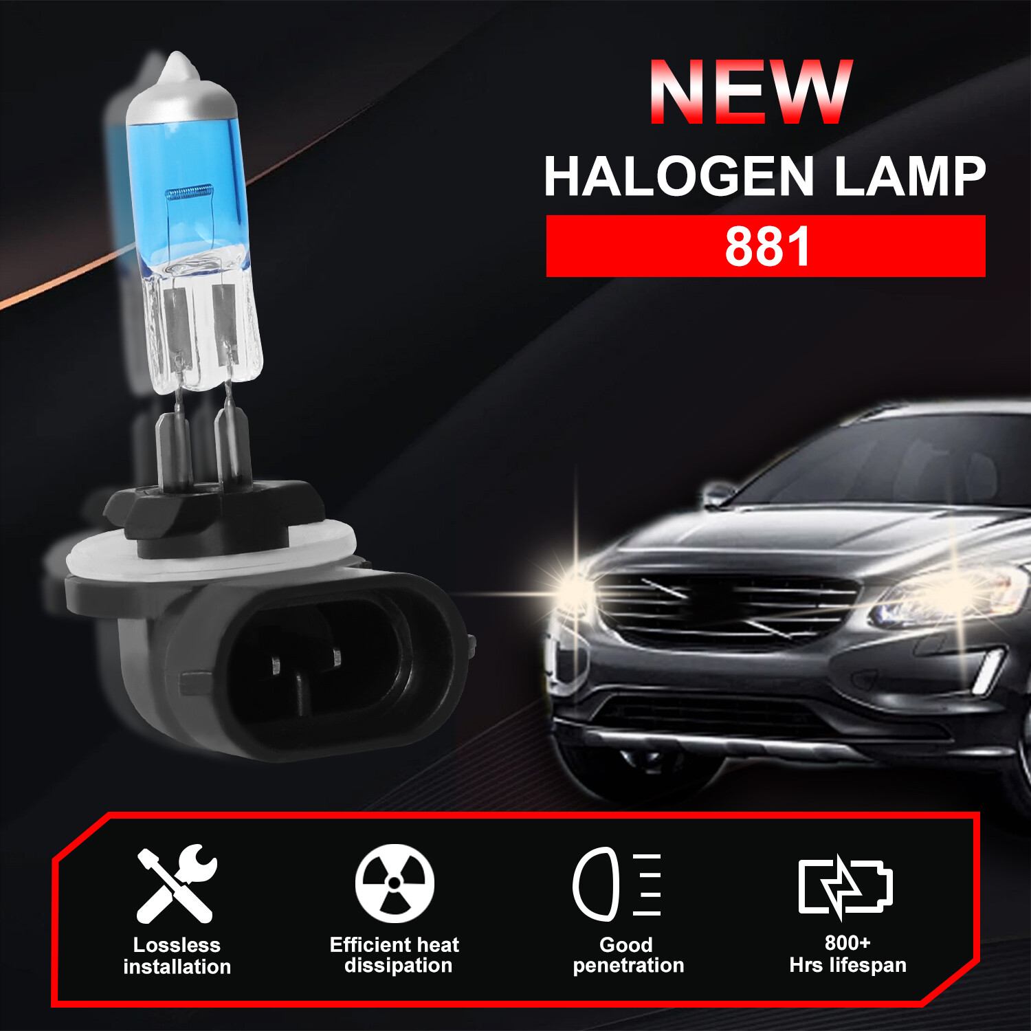 2x 881 12V 27W Warm White 4200K Halogen Bulb Fog Light Bulb 886 889 894 896 898