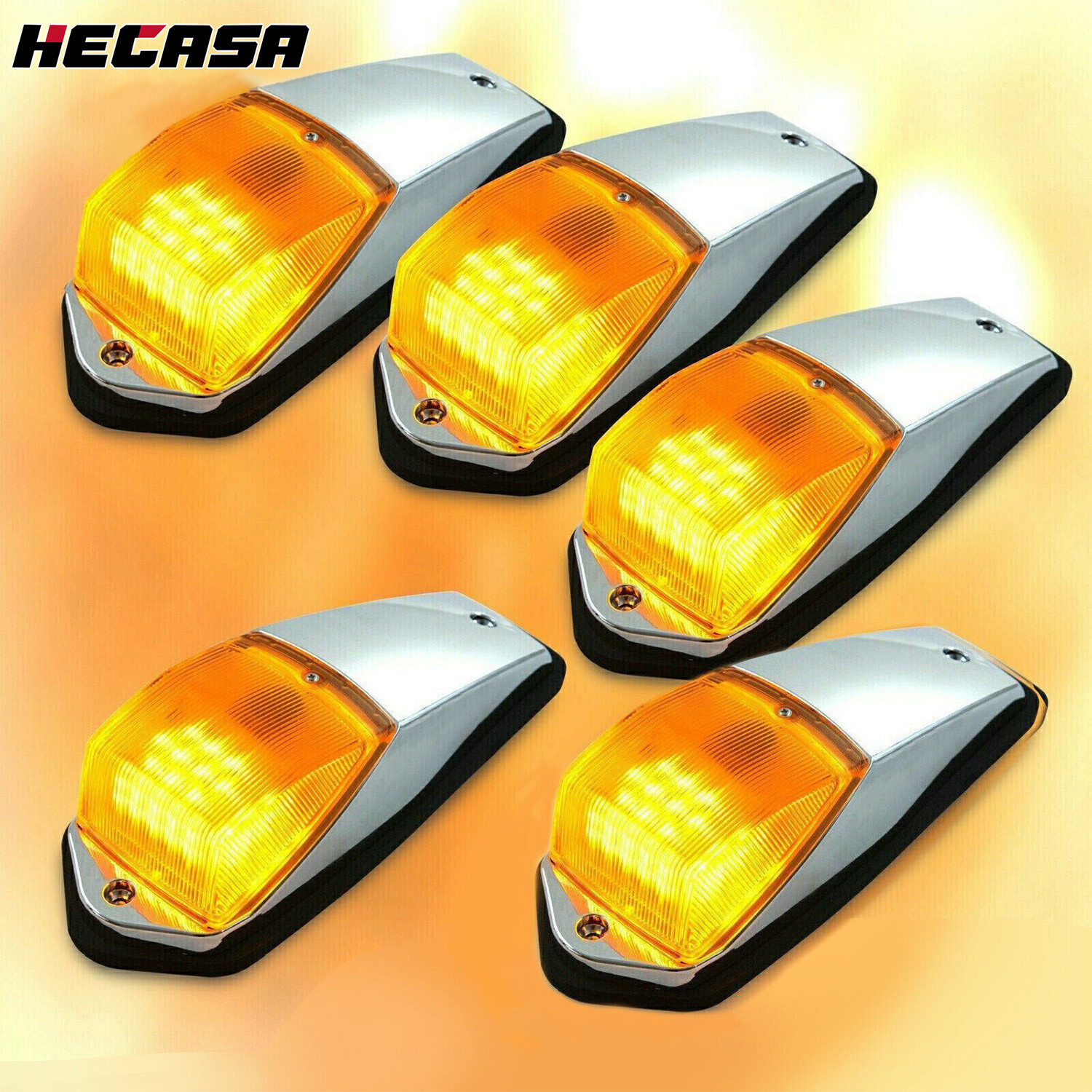 For Peterbilt Kenworth Freightliner Amber 31LED Top Roof Cab Marker Lights 5 pcs