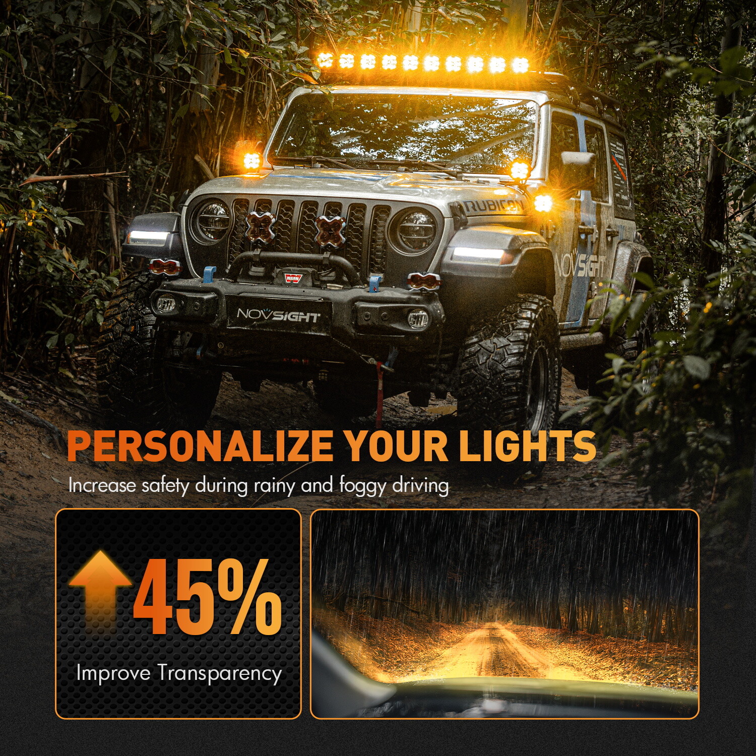 2 PCS NOVSIGHT X Series 4“ LED Pod Lights 6000LM Off Road Car Work Driving Lamp