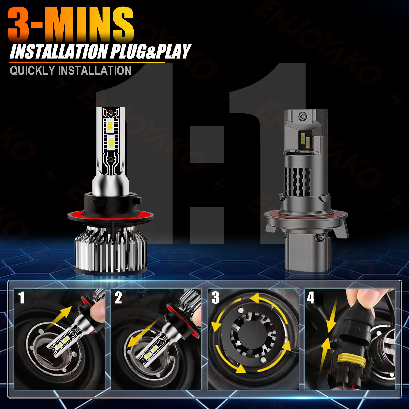 For Ford F-150 2004-2014 6500K LED Headlight High/Low + Fog Light Bulbs Combo