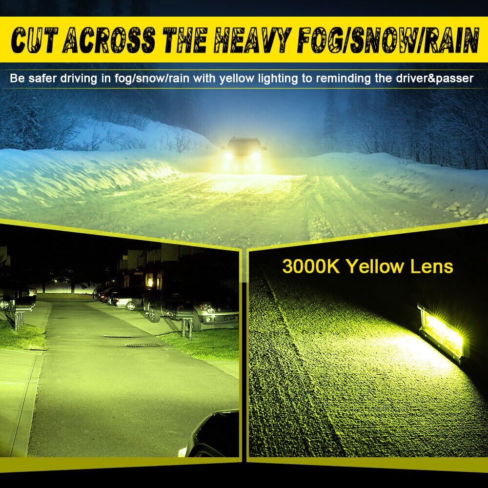 4x 7″ Yellow LED Driving Light Spot Pods Fog Lamps Fit Peterbilt Mack Semi Truck