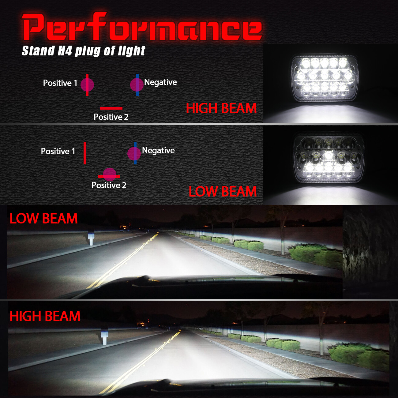 Pair 7×6 inch Led Headlights High Low Beam Fit Chevrolet C10 C20 C30 K10 K20 K30