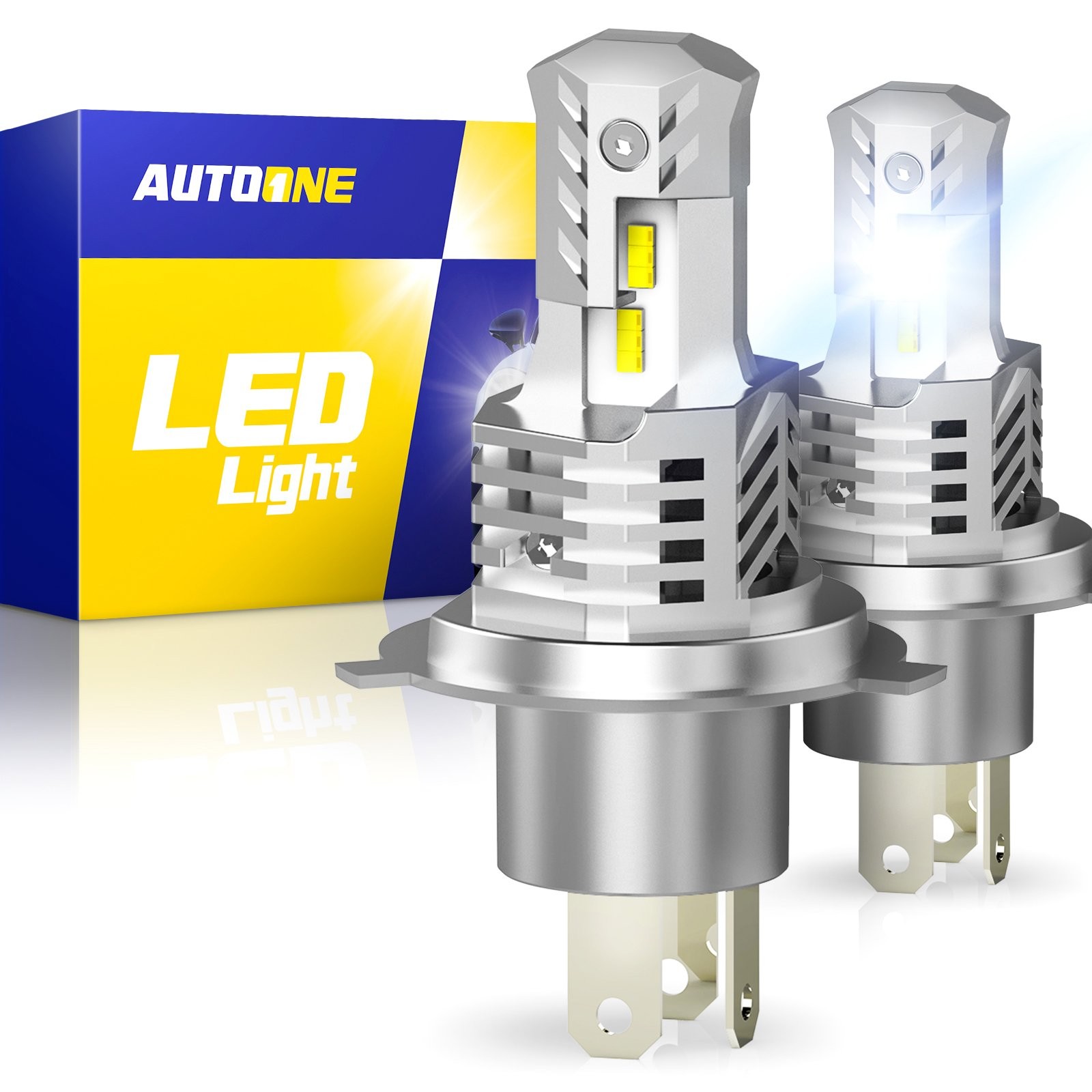 2x AUTOONE H4 9003 6000k Super White Kit LED Headlight Bulb High Low Bulbs E1
