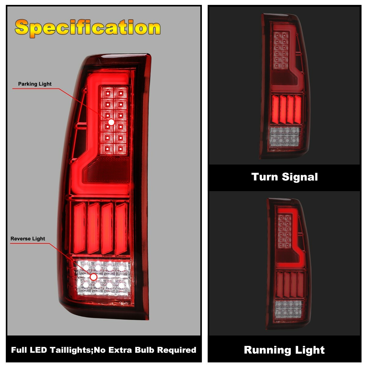 For 99-06 Chevy Silverado 99-03 GMC Sierra 1500 2500 3500 LED Tail Lights Red
