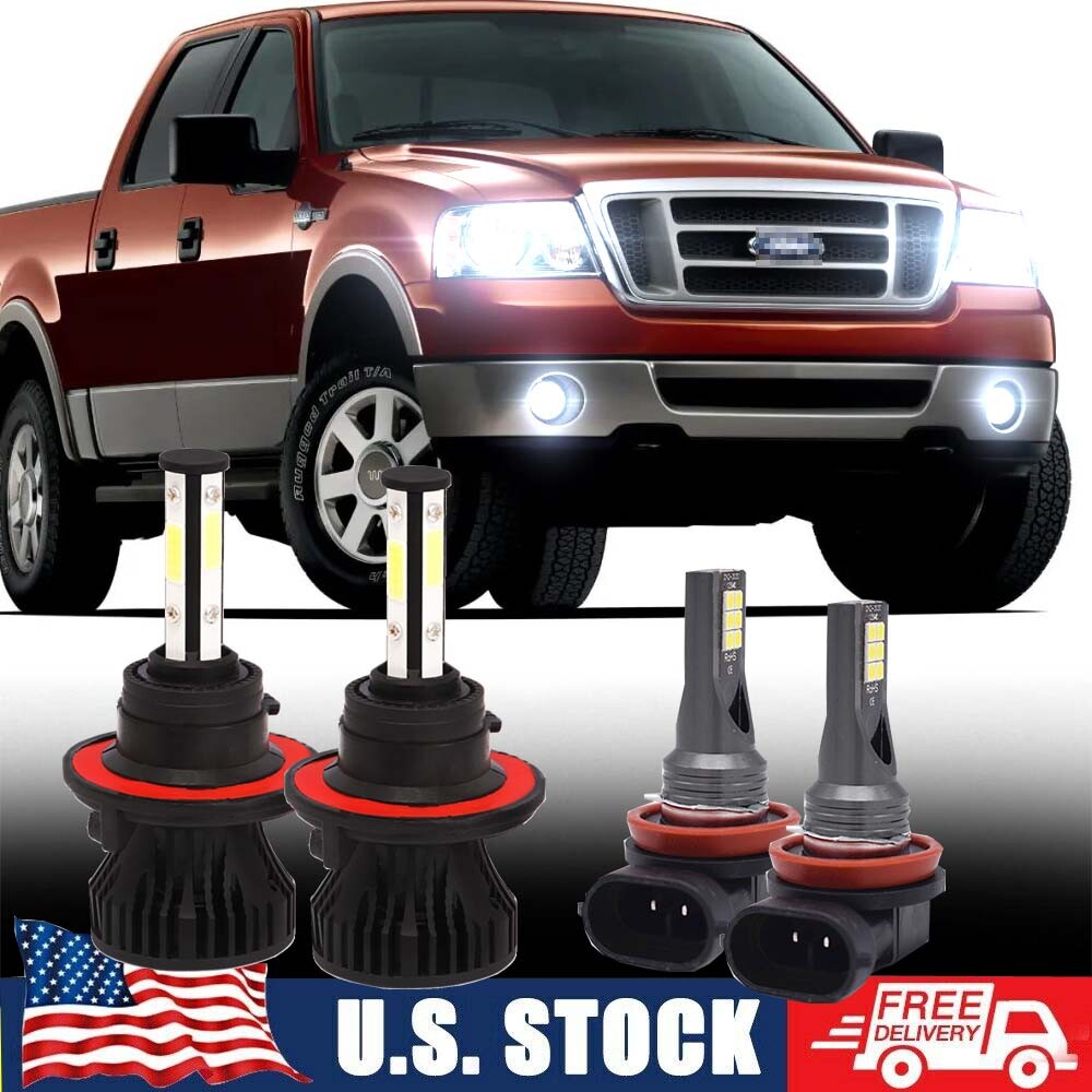 Combo Bright LED Headlight + Fog Light Bulbs for Ford F-150 2004-2014 H13 9145