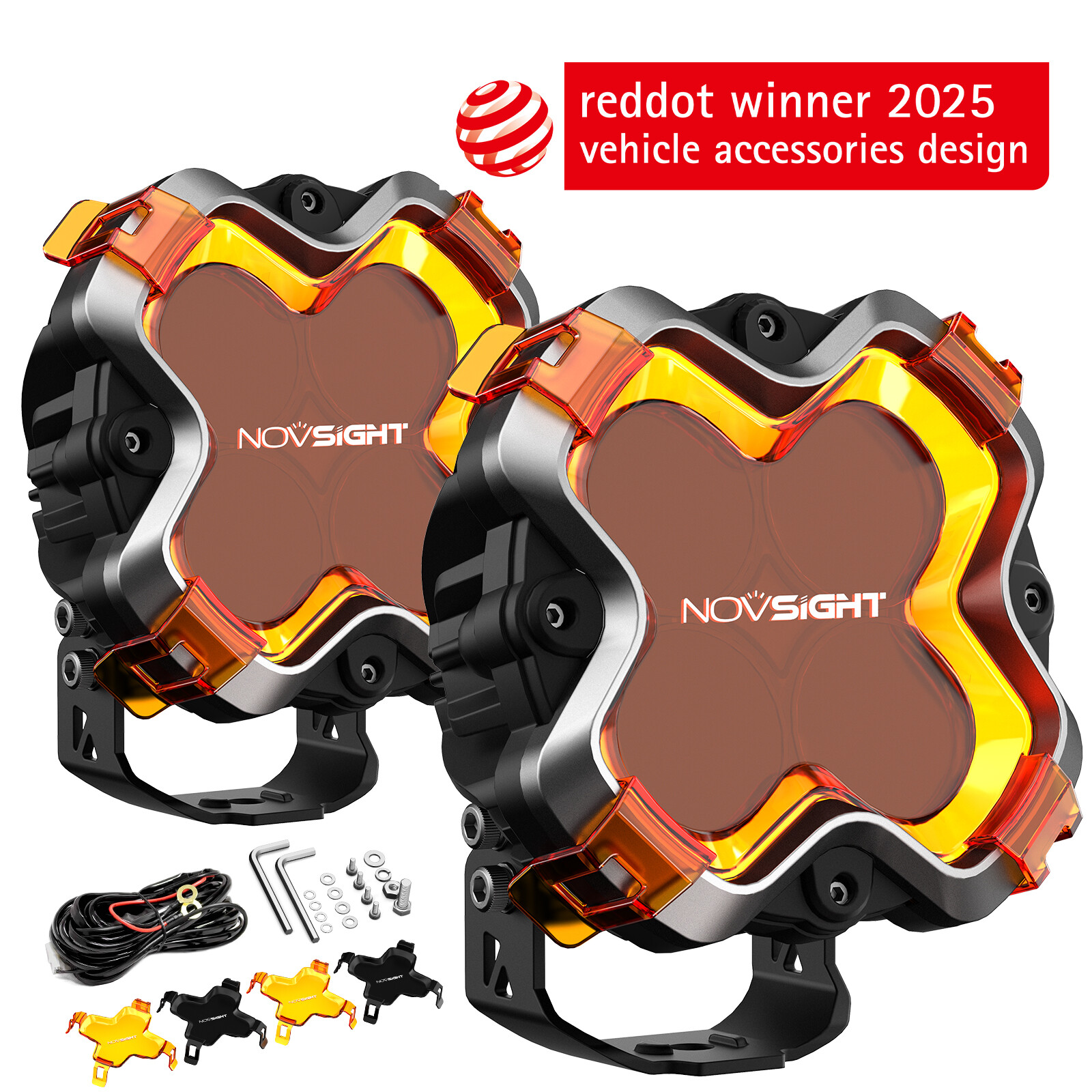NOVSIGHT HALO Series 6″ LED Work Light Spot Flood Pods Offroad Truck UTV SUV 4WD