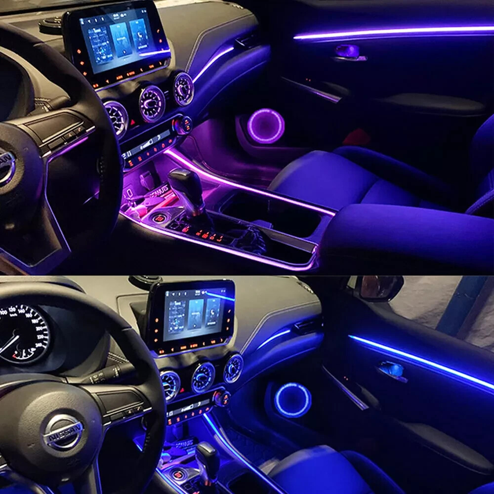 6-In-1 RGB LED Strip Interior Light Car Ambient Atmosphere Lighting APP Control
