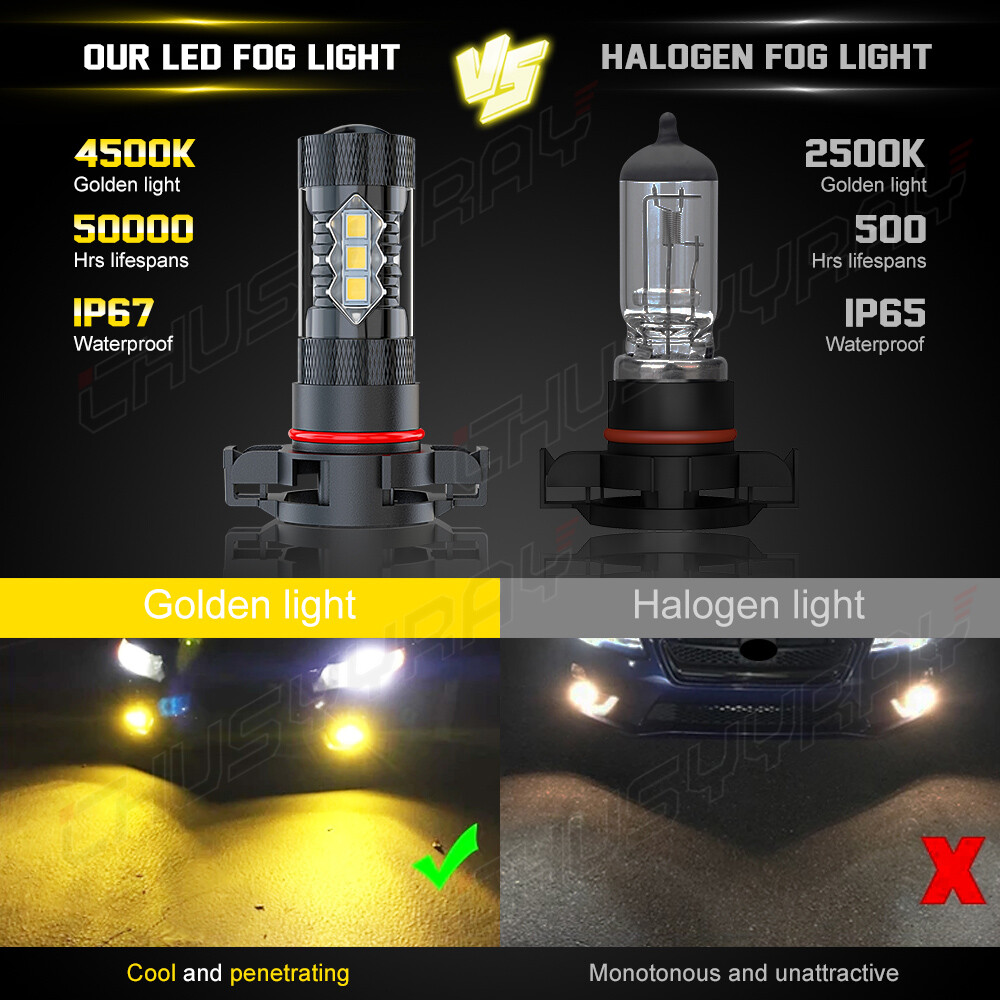 5202 5201 2504 H16 LED Fog Light Bulbs 4500K Gold yellow 16000LM High Power Pair