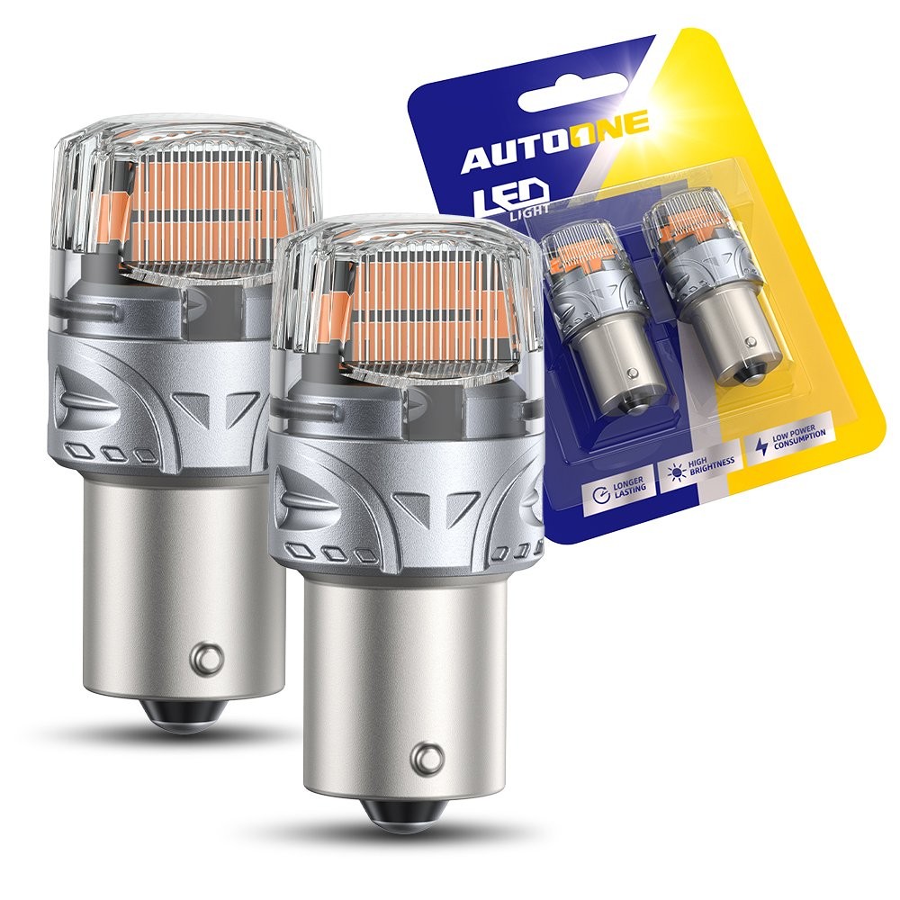 2PCS Bright 1156 Amber Yellow Lamp Turn Tail Signal Light Bulb Lamp Silver 12v