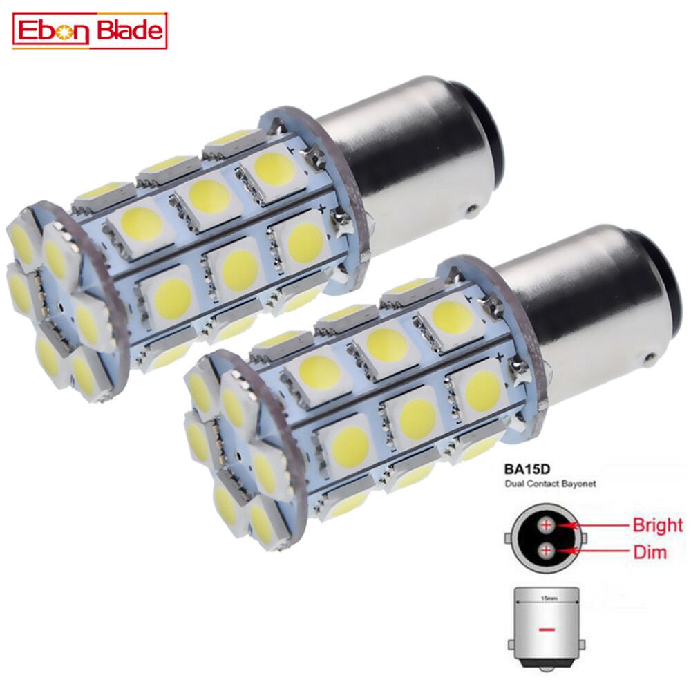 2x 6V BA15D LED Car Light 27SMD Tail Brake Stop Bulb Dual Beam Lamp White 6 Volt