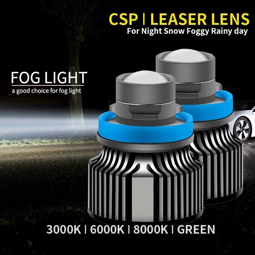 H11 LED Projector Laser Fog Lights Headlights Bulb White/Blue/Yellow/Green 2PCS
