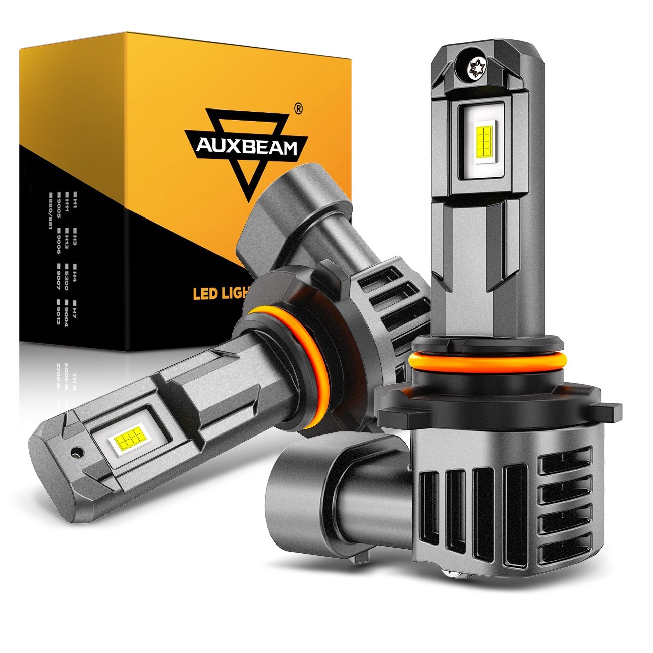 AUXBEAM 9012 HIR2 LED Headlight Bulbs High Low Beam Super Bright White 25000LM