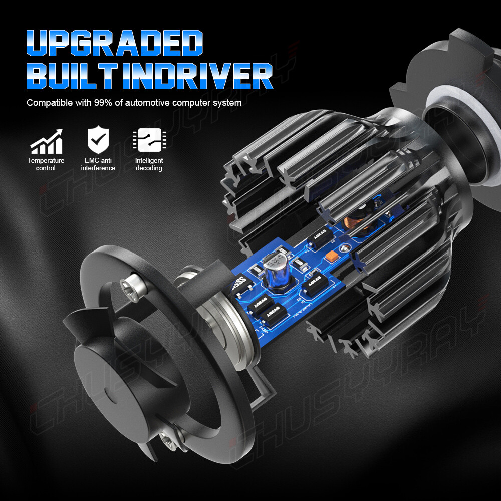 4PCS Mini Combo 9005+H11 LED Headlight Kit High Low Beam Bulbs ICE BLUE 8000K