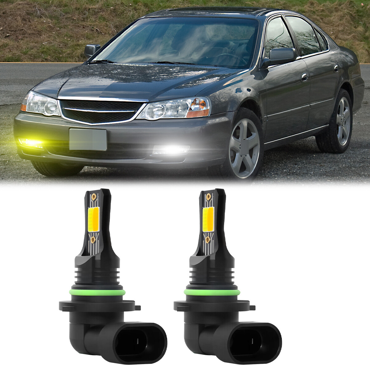 2X For Acura TL 2002 2003 LED Fog Light Bulbs Combo Kit Yellow White 6000K 3000K