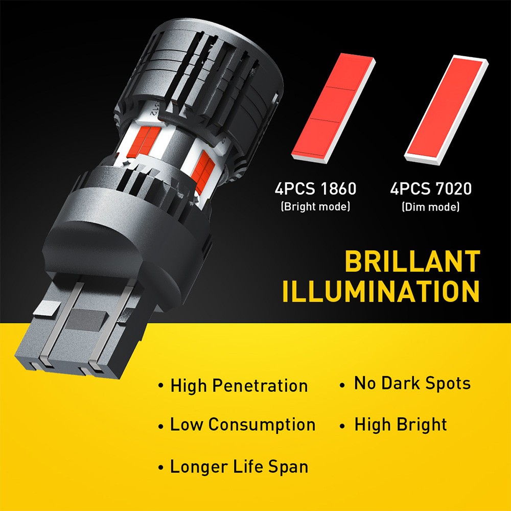 2x 7743 Led Bulbs Error Free Canbus Ready Anti Hyper Pure Red Built in Resistor