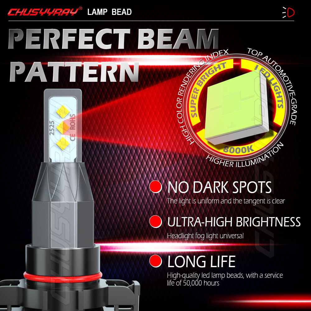 For Ford Escape 2008-2012 5202 H16 LED Fog Light Bulbs 6000K White 80W