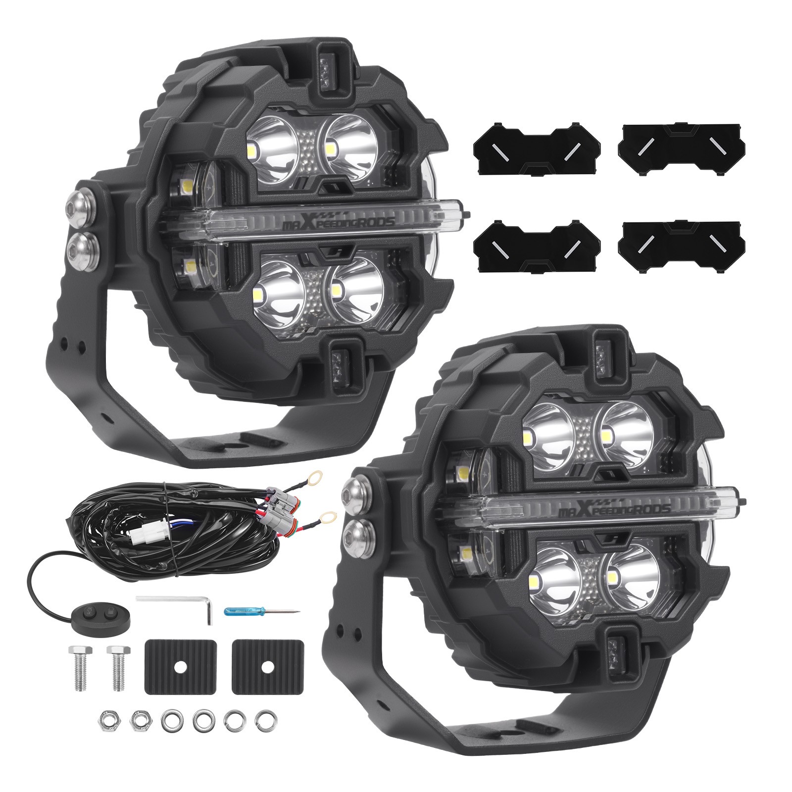 3.5″ LED Pod Lights 160W Spot Beam RGB DRL Side Shooter Driving Light Off Road