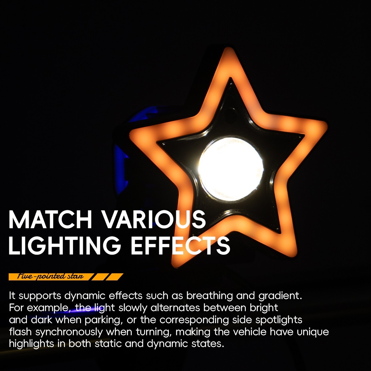 Motorcycle LED External Headlight Seven Color Star Shaped Front Spotlight