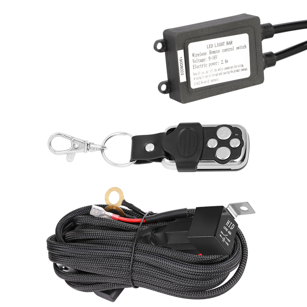 Wireless Remote Control Switch Strobe + 2-Lead Wiring Harness Kit LED Light Bar