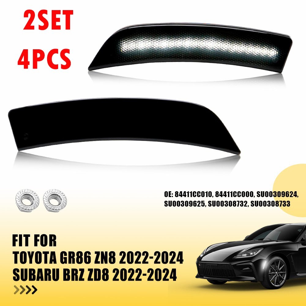 4PC White LED Side Marker Lights For 2022 23 2024 Toyota GR86 ZN8 Subaru BRZ P