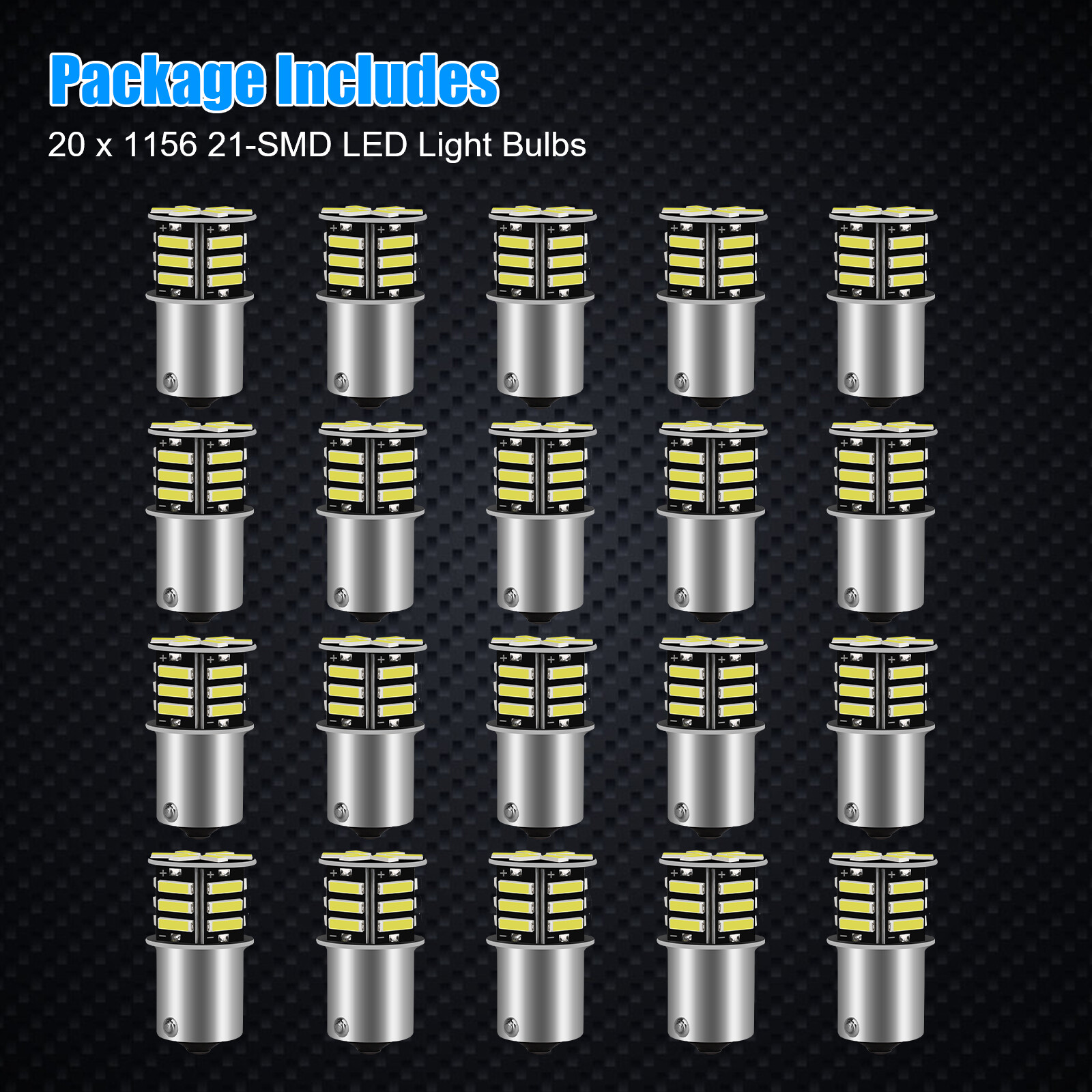 20x Super Bright White 1156 1141 1003 RV Trailer 21-SMD LED Interior Light Bulbs