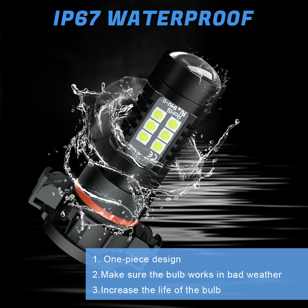 PSX24W 2504 LED Driving Fog Light 6000K Pure White Replace Lamp Super Bright