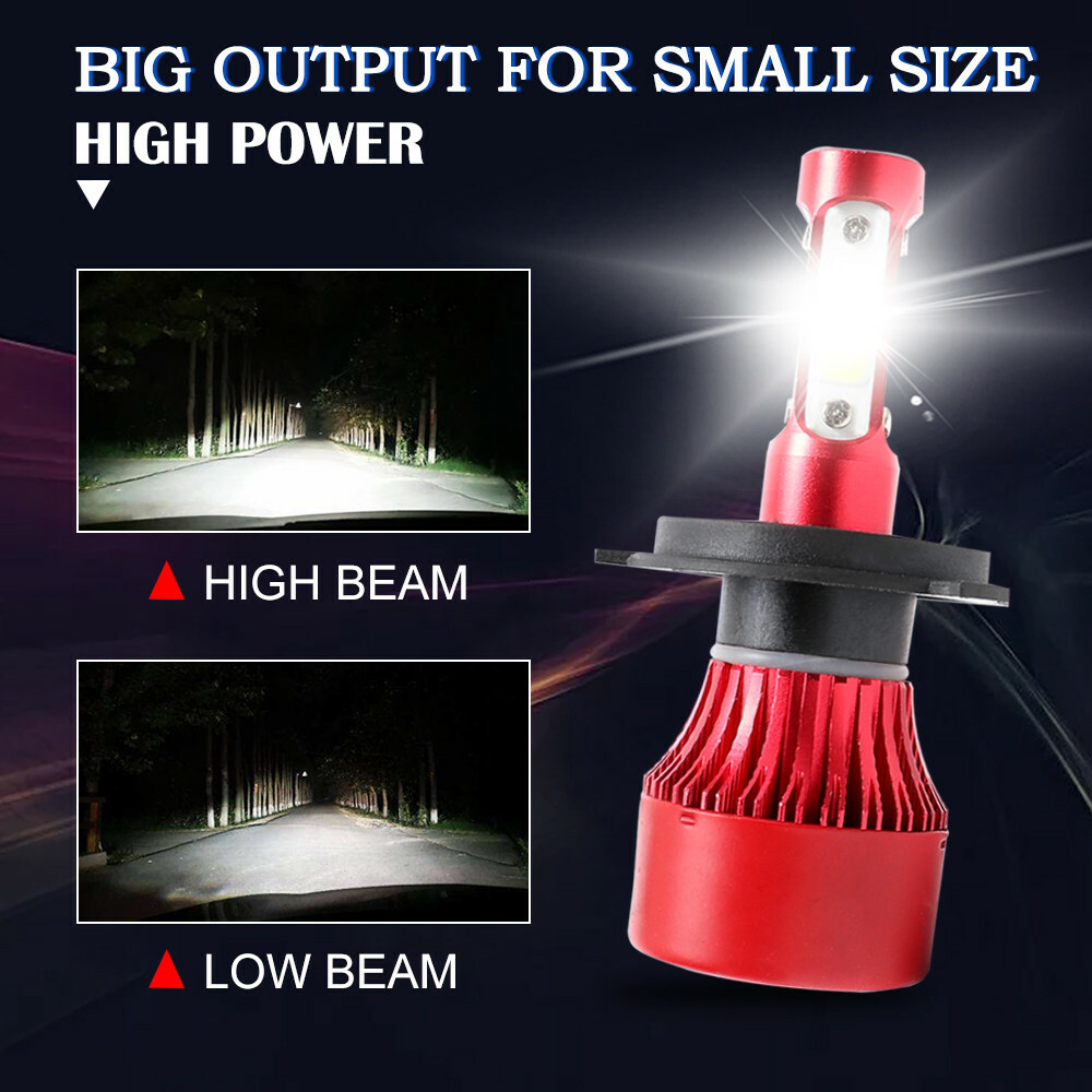 4-Side H4 9003 LED Headlight High Lo Beam Conversion Kit 32000LM 6000K HID White