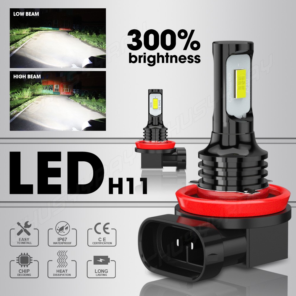2x H11 LED Headlight Bulbs Conversion Kits Low Beam 6000K Bright White