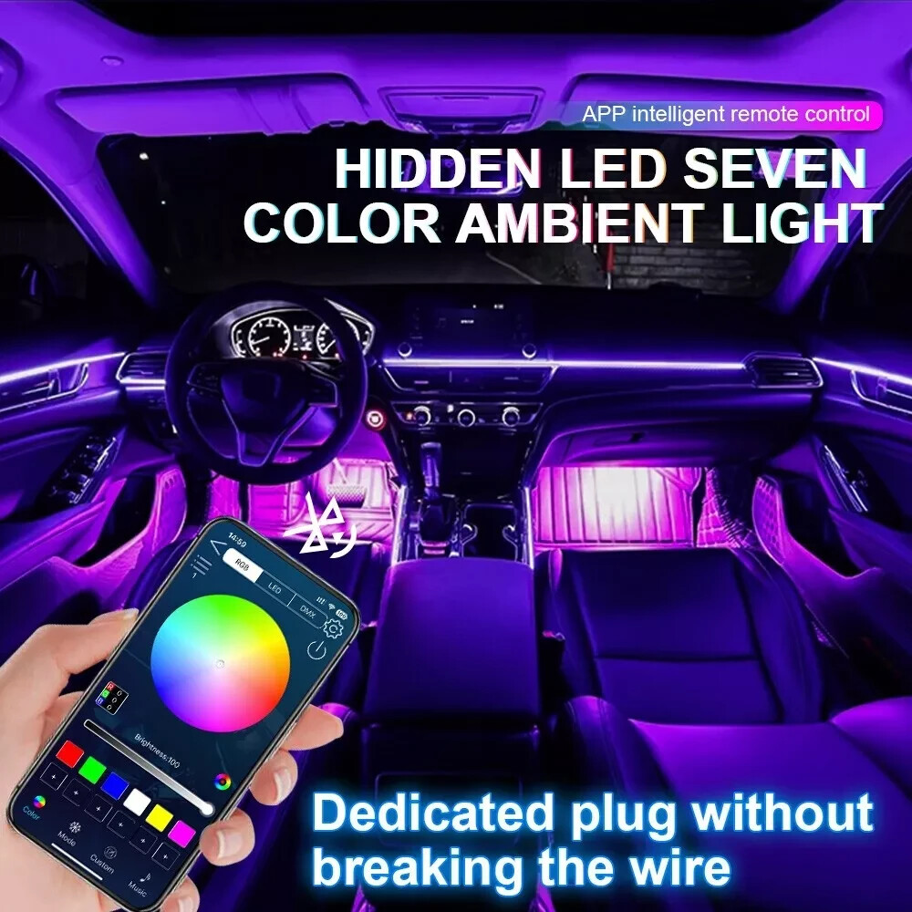 22 in 1 Symphony app Car Atmosphere Interior LED Acrylic Fiber Ambient Light RGB