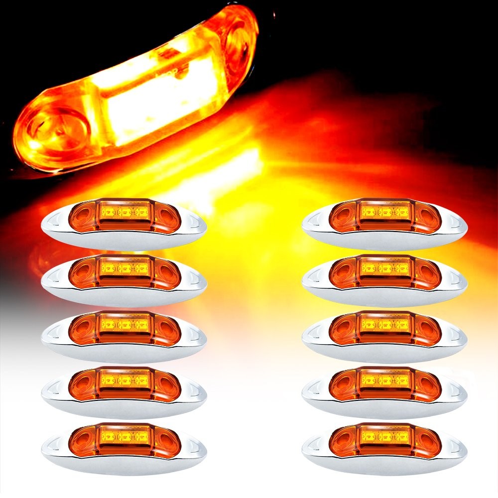 12V Marker Lights LED Truck Trailer 3/4″ Light Amber Lamps Front&Rear Left Right