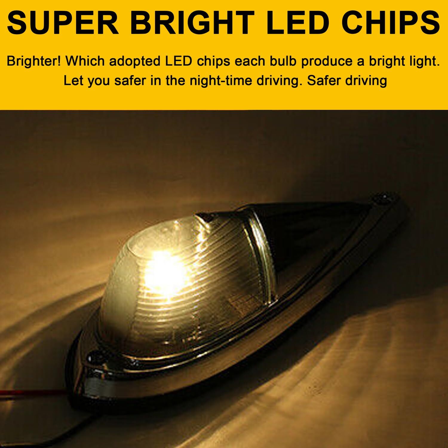 5X Smoke Lens Amber Light Cab Marker Roof Running Lights Kit, Teardrop Style,