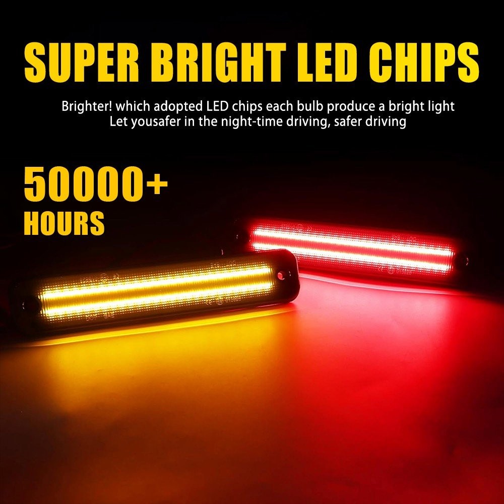 Beads 2-Row F&R Amber Red Marker Side Lights LED 2003-2009 For 4XS Hummer H2