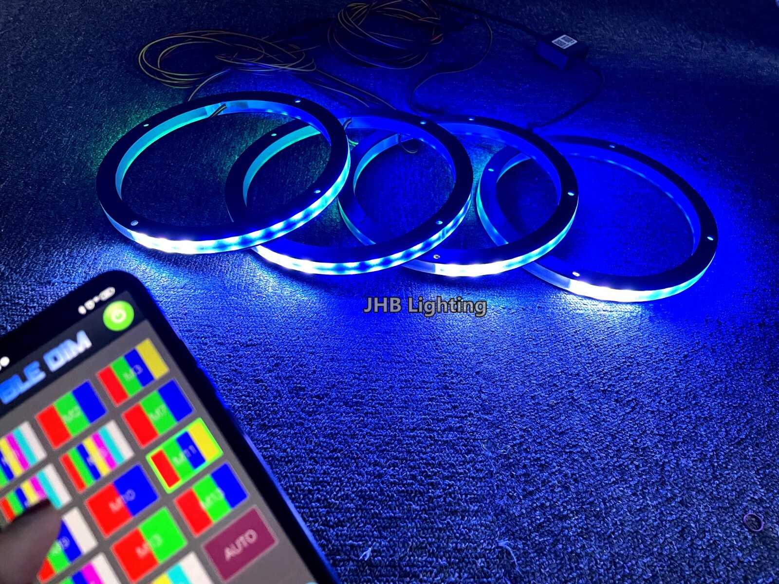 JHB 4PCS 6.5″ SET CHASING Flowing LED Remote Bluetooth Car Speaker Rings Lights